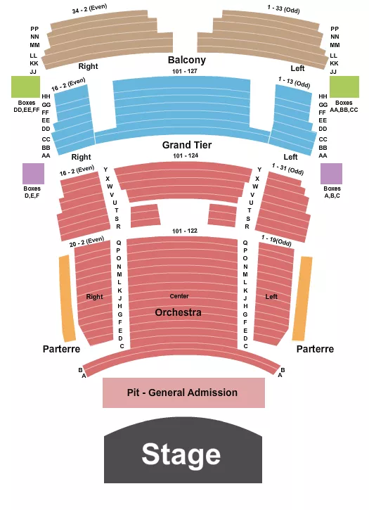 CAPE FEAR COMMUNITY COLLEGES WILSON CENTER ENDSTAGE GA PIT Seating Map Seating Chart