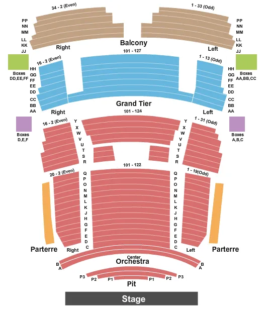 CAPE FEAR COMMUNITY COLLEGES WILSON CENTER END STAGE PIT Seating Map Seating Chart