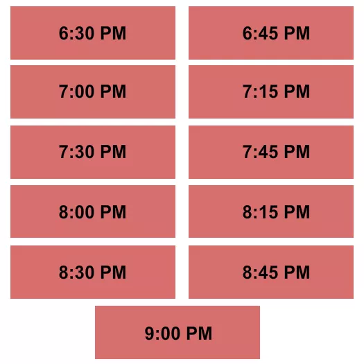 TIMED ENTRY Seating Map Seating Chart