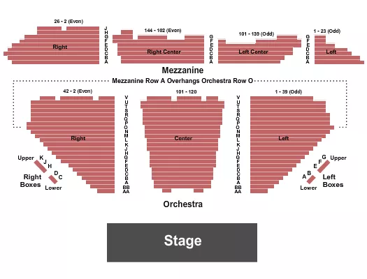 WINTER GARDEN THEATRE NEW YORK ENDSTAGE 1 Seating Map Seating Chart