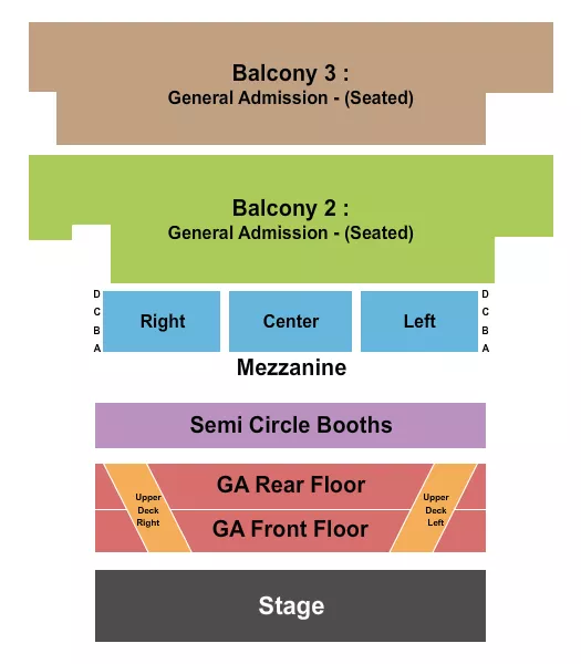 ENDSTAGE GA 3 Seating Map Seating Chart