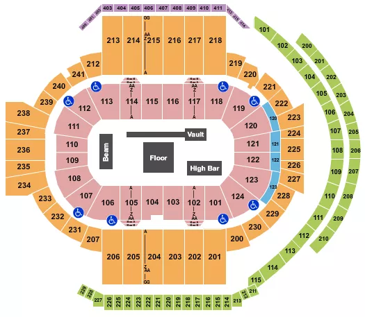 GYMNASTICS Seating Map Seating Chart