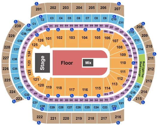 ENDSTAGE GA FLOOR Seating Map Seating Chart