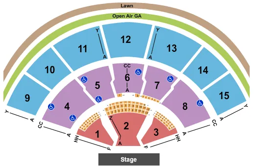 XFINITY CENTER MA END STAGE Seating Map Seating Chart