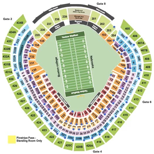 FOOTBALL PINSTRIPE BOWL Seating Map Seating Chart