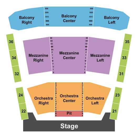 END STAGE PIT Seating Map Seating Chart